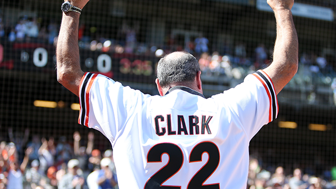 SF Giants on NBCS on X: No. 22 belongs to The Thrill. Today, we celebrate Will  Clark's number retirement 👏  / X